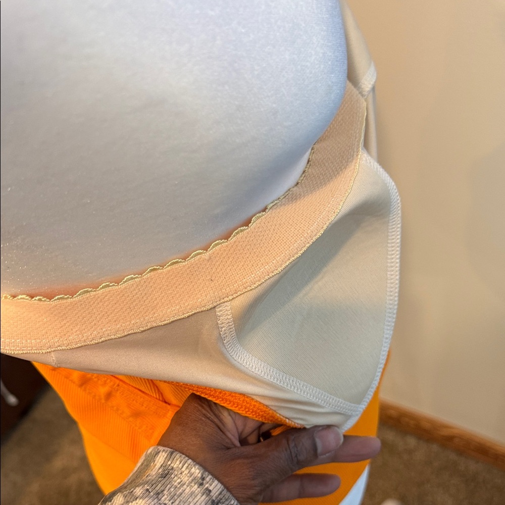 Orange Ribbed bathing suit Top - Picture 5 of 6